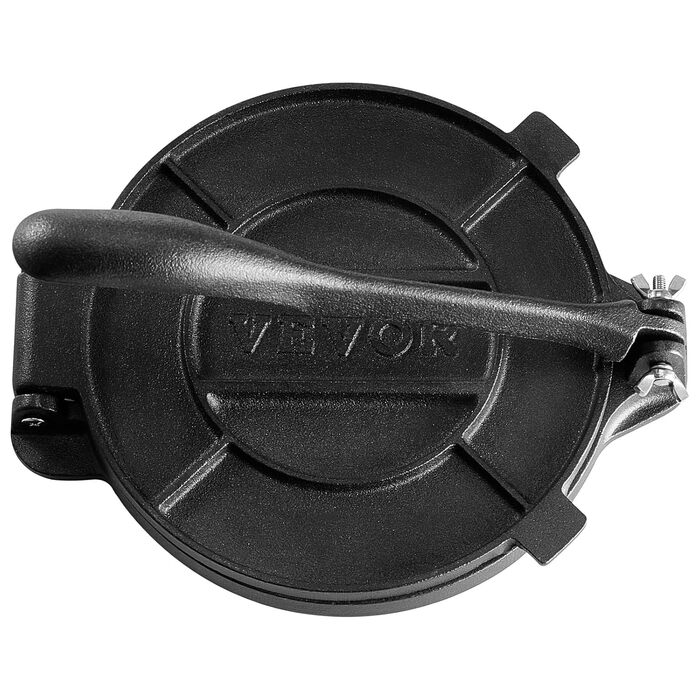 Пресс для тортилій VEVOR, 20 см, з чавуну, для приготування тако, з 100 шт. паперу для випікання, чорний