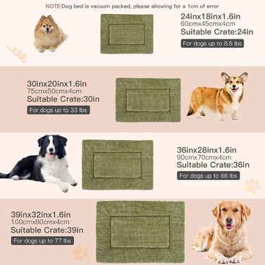 Килимок для собак Vejaoo XZ016, зелений, 75x50x4 см (М'який, миючий, для собак маленьких, середніх та великих порід)