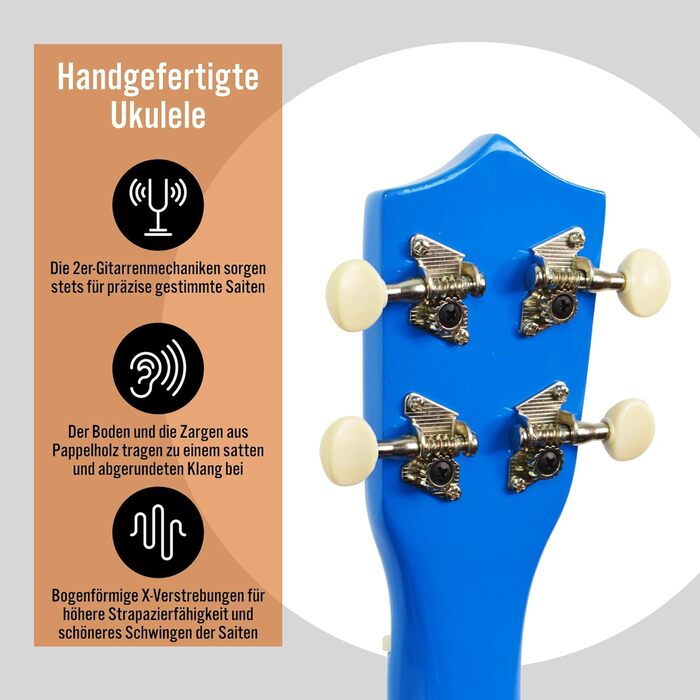 Укулеле Sopran 3rd Avenue 54 см (21 дюйм) – Початковий набір: чохол, підставка, ремінь, струни, медіатор та наклейки на гриф – Натуральний колір – Безкоштовні онлайн-уроки для початківців