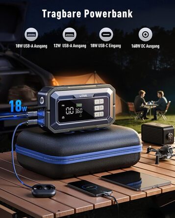 Powerbank для авто UTRAI 7000A з компресором та OBD-сканером: пускозарядний пристрій, LED-ліхтар 2000 люмен, 160W DC вихід (бензин/12L дизель)
