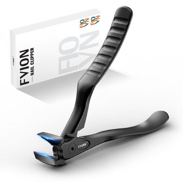 Кусачки для нігтів FVION для літніх людей та товстих нігтів з подовженою ручкою, чорні