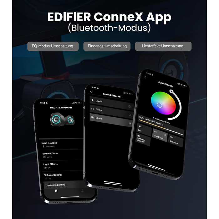 Комп'ютерні колонки Edifier G1000 II з RGB-підсвічуванням, Bluetooth, USB-C, AUX, для PC, PS5, Switch (чорний)