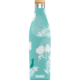 SIGG - Insulated Drinking Bottle - Meridian - Leak-proof - Extra slim - BPA-free - Plastic-free - Double-walled 18/8 Stainless Steel - Bamboo Screw Cap - 0.5L / 0.7L (Sumatra Birds, Sumatra 0.5 L)