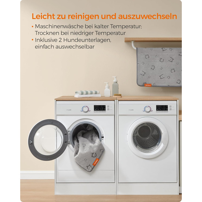 Водонепроникний килимок для собак Feandrea, 2 шт., 122x91 см, XL, з антиковзаючою поверхнею, для собак, котів, кроликів, сірий (PTD003G01)