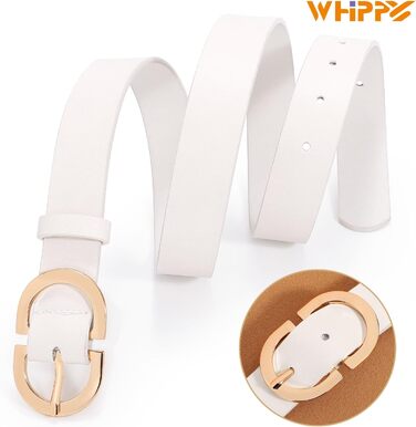 Жіночий шкіряний ремінь WHIPPY для джинсів з золотою пряжкою, розмір L (довжина 120 см)