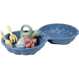 Smoby Life 850210 Mini Sandpit with Double Filling – Watering Can – Shovel + Rake – Play Beach – Recycled Plastic – from 18 Months