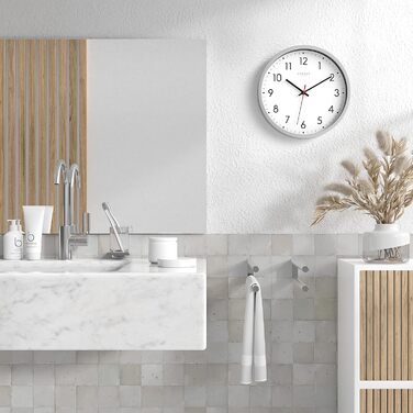 Cander Berlin MNU 4130 White Aluminum Wall Clock with Silent Sweep Movement for Outdoor Use - Bathroom Wall Clock - 12 inches (Ø) 30.5 cm
