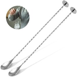Набір з 2 барних ложок, 30 см, нержавіюча сталь. Ідеально для коктейлів, кави та десертів. Стильні ложки-йоршики для льоду та напоїв.