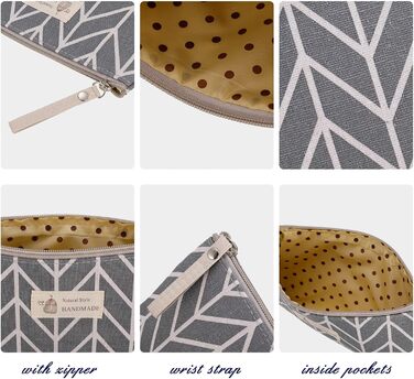 3 косметичні сумки з канвасу, органайзери для макіяжу, дорожні косметички для жінок, набір 3 шт. (Натуральний стиль)