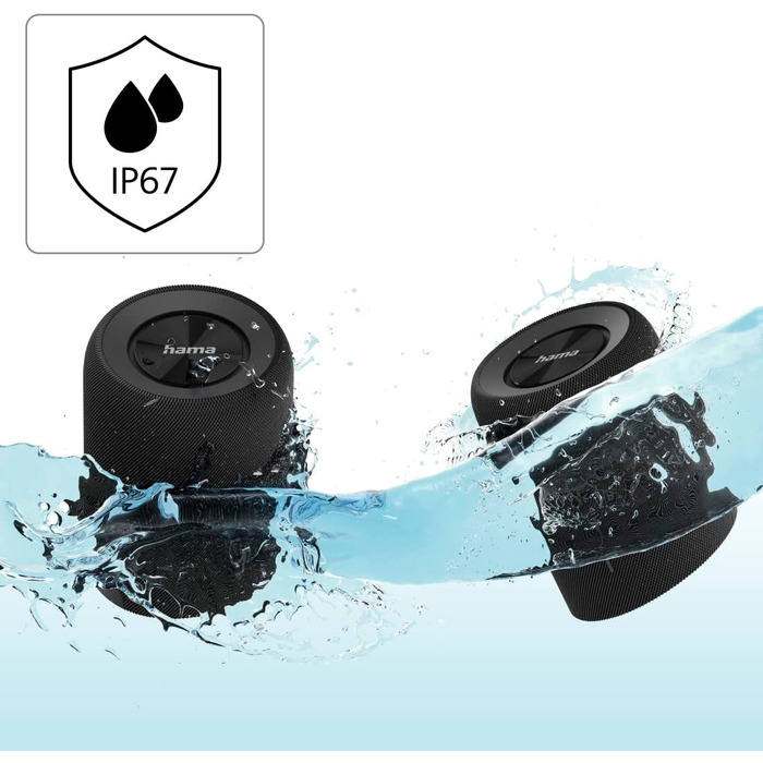 Hama Twin: Набір 2 Bluetooth колонок 30W, водонепроникні (IP67), чорні. Портативні, плавучі, до 10 годин роботи. True Wireless Stereo.