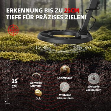 Металошукач GreenRex Profi: водонепроникна котушка 25.4 см, LCD-дисплей, для дорослих та дітей, DSP-чіп, для пляжу, під водою та саду