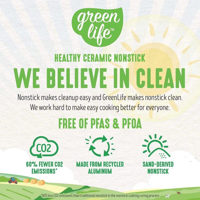 Набір посуду GreenLife Artisan Healthy Ceramic Nonstick, 12 предметів, з нержавіючою сталі, без PFAS, придатний для миття в посудомийній машині, для духовки, жовтий