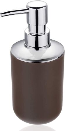 Комплект аксесуарів для ванної кімнати на 6 предметів з пластику, коричневий. Набір для ванної: дозатор для мила, тримач для зубних щіток, стакан, мильниця, щітка для унітазу, сміттєвий бачок.