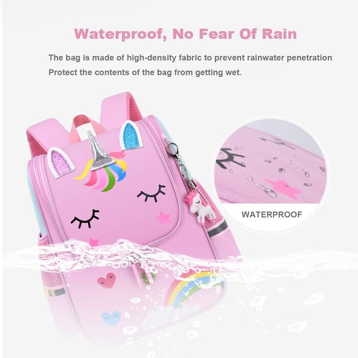 Дитячий рюкзак для школи Kinderrucksack - рожевий, 28*22*12 см, для дівчаток та хлопчиків, 3-6 років