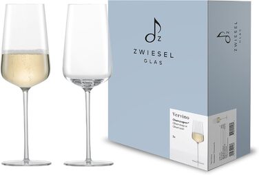 Бокали для шампанського Zwiesel Glas Vervino, 2 шт, кришталеві з мюс'єр-пунктом, тритан, для ігристого вина, виробництво Німеччина