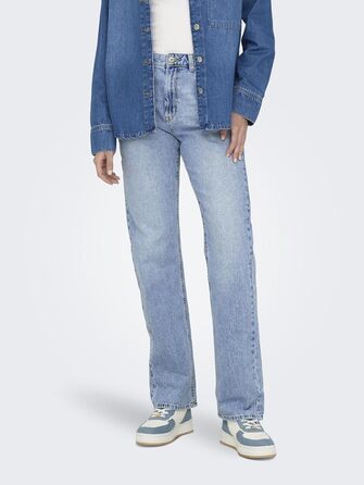 Джинси жіночі прямі ONLBLUSH світло-блакитні, середньої посадки, розмір M/32L, деним