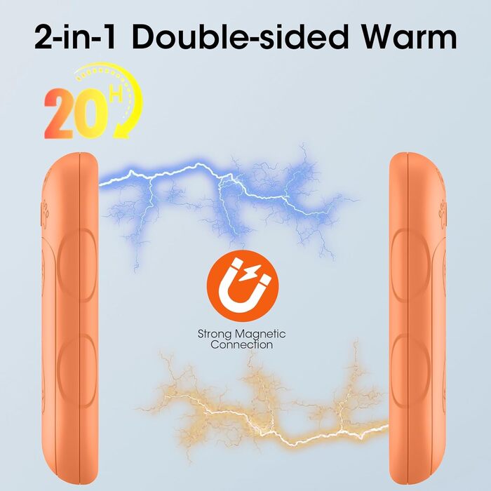 Електричні нагрівачі для рук 2 шт. 6000 mAh, перезаряджувані, для кемпінгу, на відкритому повітрі, подарунок для чоловіків, жінок, дітей, помаранчевий