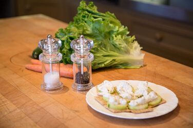Cole & Mason 505 Salt & Pepper Mill Set – Classic Design, Adjustable Grinder, 14cm, Transparent Acrylic Body, Durable & High Quality, Manual