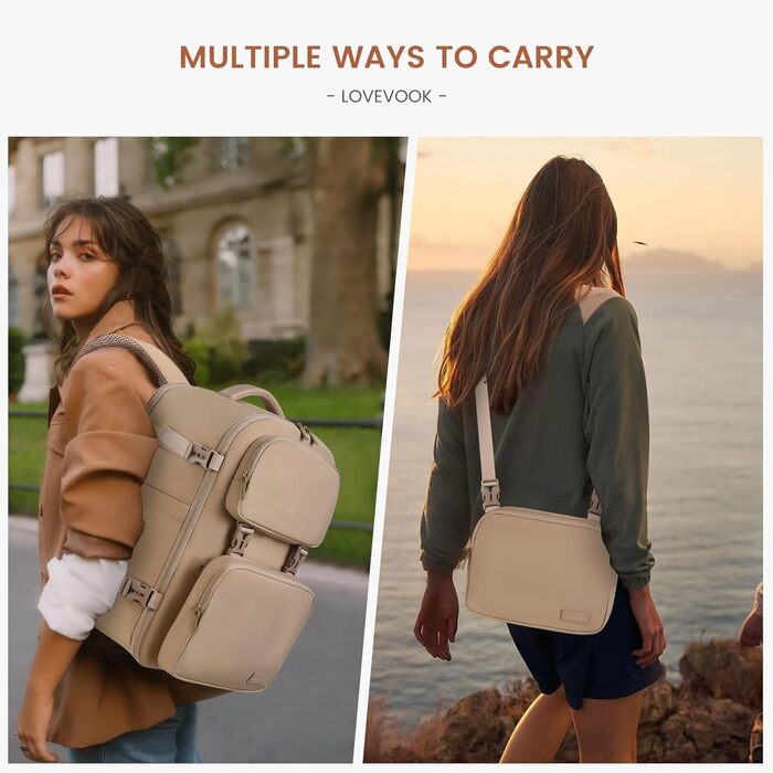LOVEVOOK Рюкзак для ручної поклажі, 40L, жіночий, для ноутбука 17.3