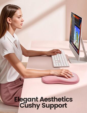 Підставка для зап'ястя Meatanty Ergonomische Handgelenkauflage – М'яка підставка з Memory Foam для клавіатури та миші, антиковзка, для офісу, дому та геймінгу (Світло-рожевий)