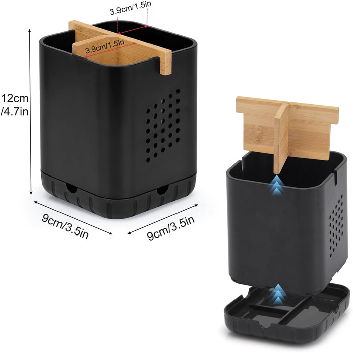 Тримач для електричної зубної щітки з підставкою для насадок, органайзер для ванної кімнати, чорний