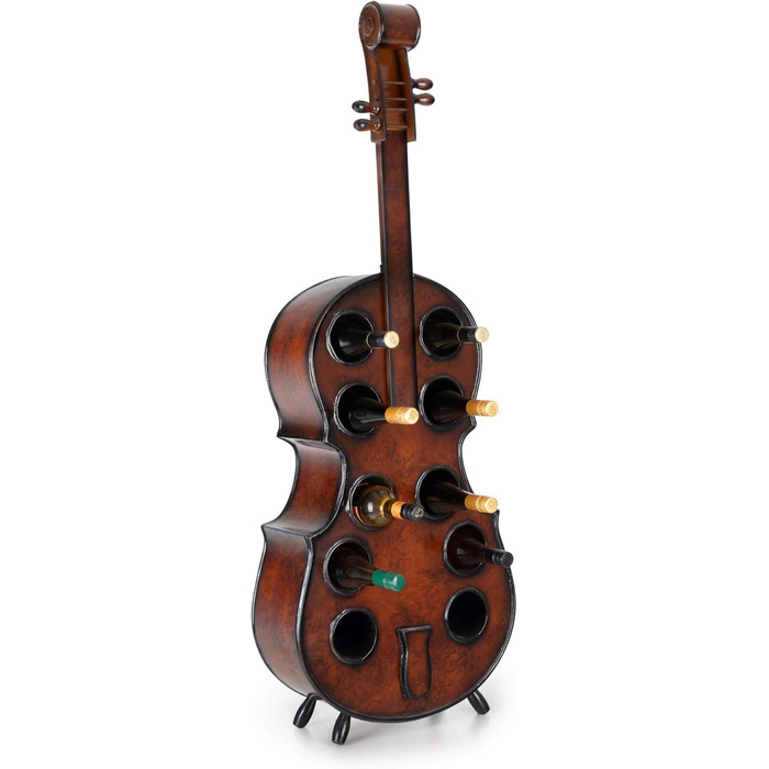 Stradivino Wine Rack for 10 Bottles - Wooden Wine Stand with Vintage Look - Handmade Cello Bottle Rack - Bottle Stand 135 cm High - Retro Wine Bottle Holder