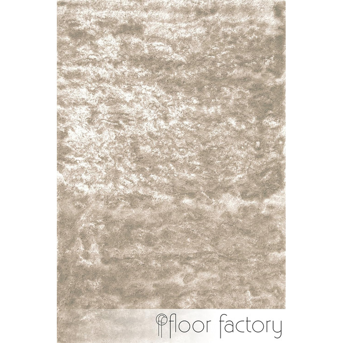 Шкіряний килим з високим ворсом Shaggy, бежевий/кремовий, 140x200 см - елегантний, з блискучою поверхнею