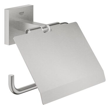 Тримач для туалетного паперу з кришкою GROHE Start Cube, приховане кріплення, колір SuperSteel, метал, 41102DC0