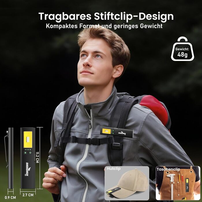 LED-ліхтарик Shadowhawk 2 шт. Зарядний, водонепроникний, COB, з магнітом та кліпсою, 7 режимів, чорний | Для кемпінгу, майстерні, надзвичайних ситуацій