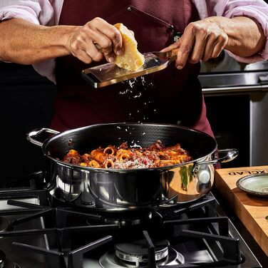 Сковорода HexClad з антипригарним покриттям та кришкою, 4.5 л, для всіх плит, можна мити в посудомийній машині та використовувати в духовці