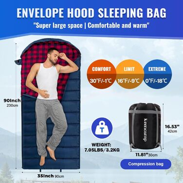 Сплячий мішок Keencamp Flanell Warmer для кемпінгу, -1°C, бавовна, XXL, 230x90 см, для дорослих