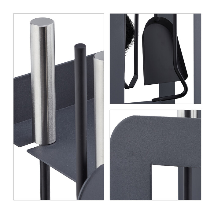 Relaxdays 5-Piece Fireplace Tool Set in Grey/Silver