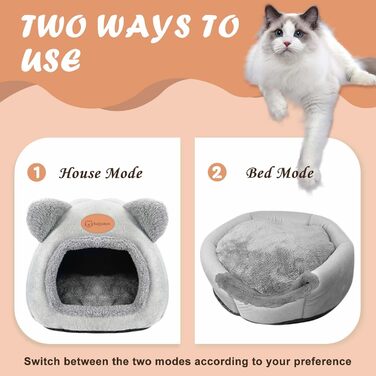 Кігтеточка-будиночок для котів, м'яке ліжко-хатинка, тепла кімната для відпочинку, сірий колір