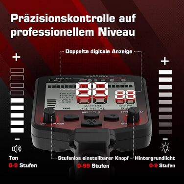 Металодетектор DR.ÖTEK Profi Set MT12-Set: Професійний набір для пошуку металу з водонепроникною котушкою 12' та 5 режимами, ідеальний для золотошукачів та пошуку на пляжах