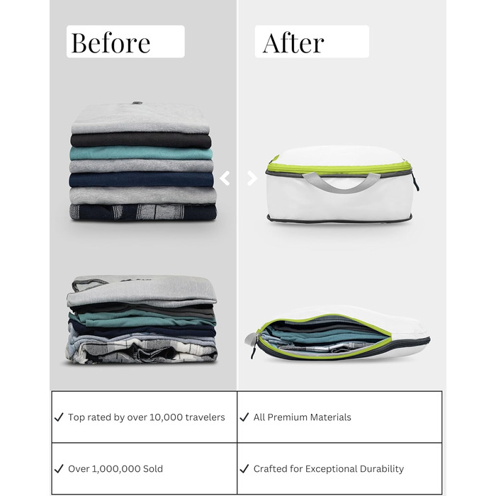 Набір кубиків для пакування TRIPPED Travel Gear: 6 шт. для подорожей, білий та зелений