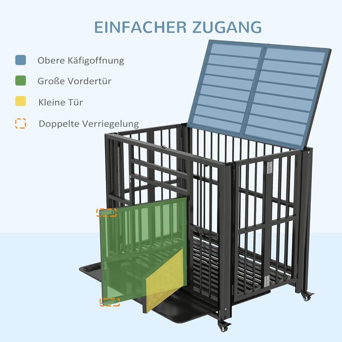 Клітка для собак PawHut з замком, подушкою та столиком, 80 x 56 x 63 см (чорний)