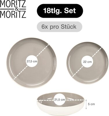 Набір посуду Moritz & Moritz Cavo Stone (18 предметів) - Сучасний сервіз для 6 осіб. Керамічний посуд: тарілки, миски, чашки.