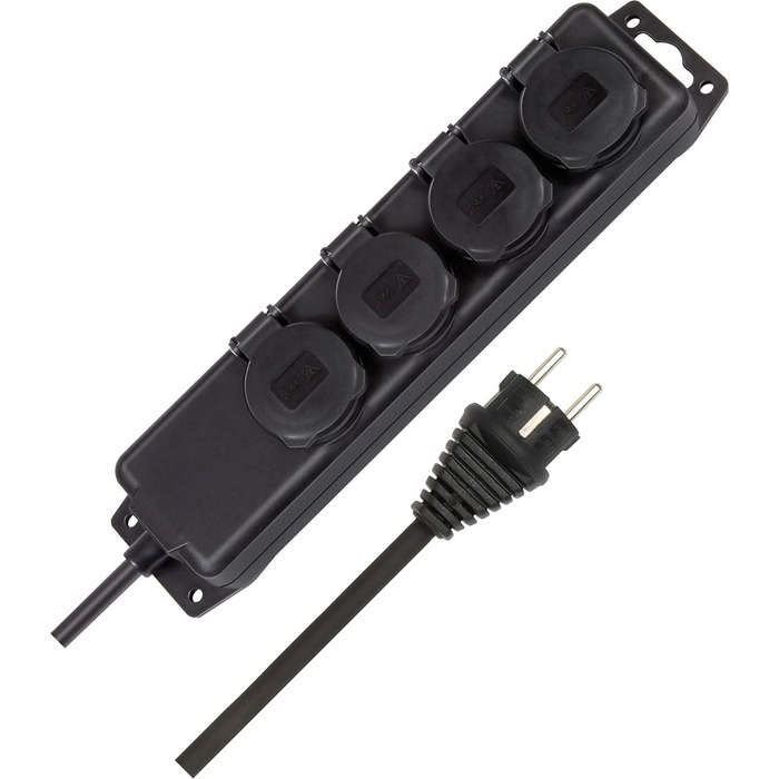 Розподільник розеток Brennenstuhl IP44, 4-фазний, 2м кабель, для будівництва та зовнішнього використання, чорний