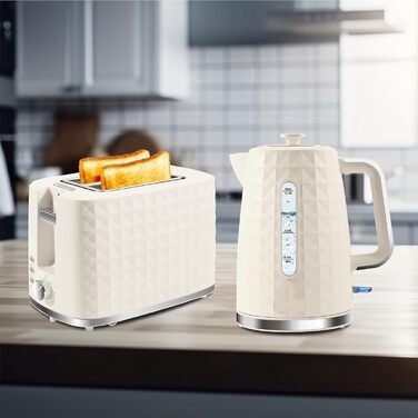 Електричний чайник 1.7л, 1850W, з автовимкненням та захистом від перегріву, для кави та чаю, Бежевий