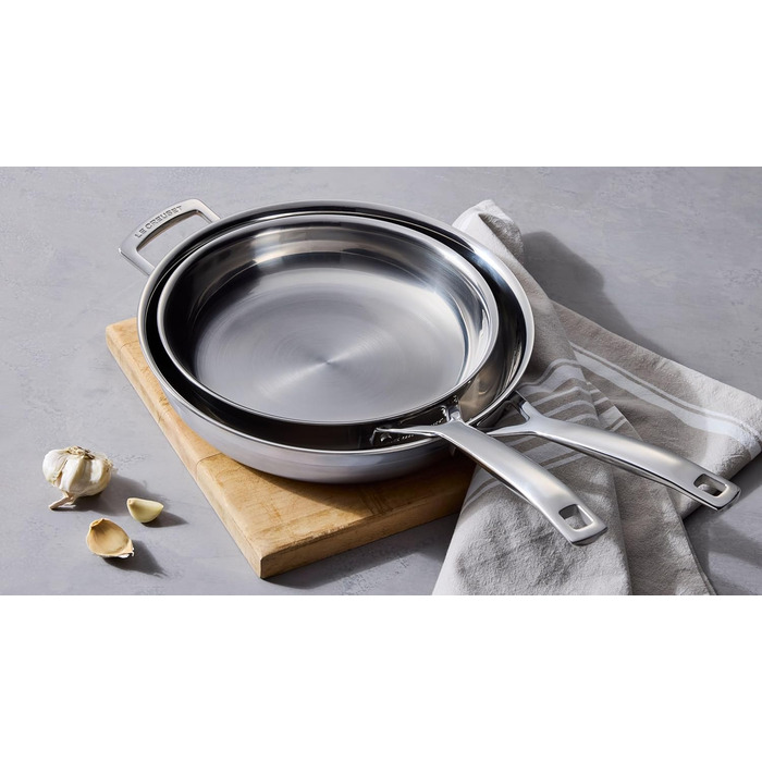 Сковорода Le Creuset з нержавіючої сталі 3-шарова, Ø 28 см, для всіх плит (індукція, духовка), срібляста