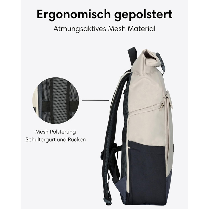 Рюкзак Rolltop для жінок і чоловіків No 4 Large, 21 л, відділення для ноутбука 16