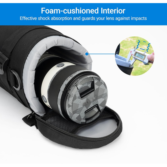 Захисний чохол для об'єктивів JJC для Canon, Nikon, Sony - сумісний з EF 16-35mm f4L, RF 85mm f2, AF-S 24-70mm f2.8, FE 90mm f2.8 Macro та ін.