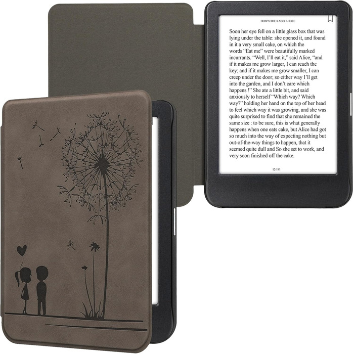 Чохол kwmobile для Kobo Clara BW/Clara Colour/Tolino Shine (5)/Shine Color - чохол з штучної шкіри (Pusteblume Love Grey)