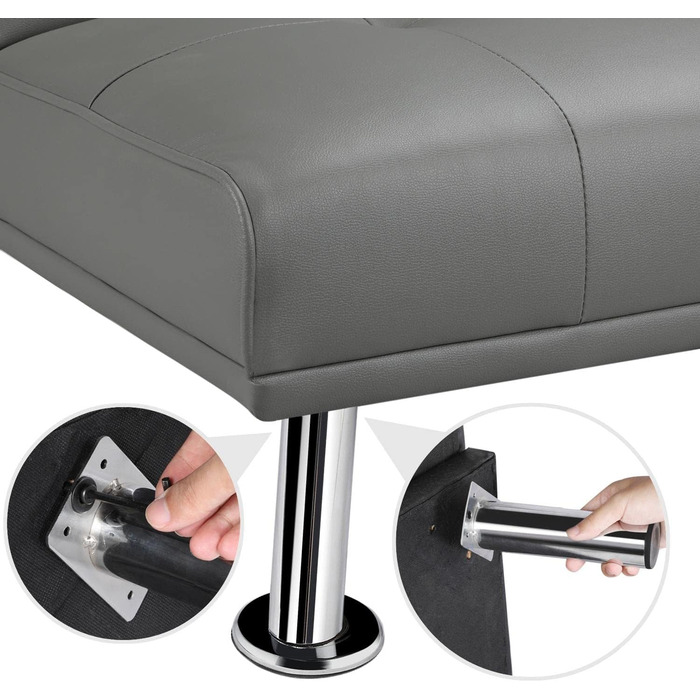 Yaheetech 3-Seater Convertible Sofa Bed with Cup Holders and Reclining Backrest