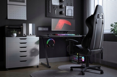 Ігровий комп'ютерний стіл для геймерів та школярів, білий з карбоновим покриттям