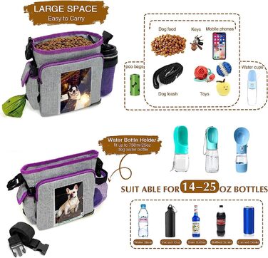 Сумка для ласощів для собак під час тренувань, без рук. Велика сумка для корму з багатьма кишенями, вбудований диспенсер для фекалій та фотосумка, для походів, подорожей на відкритому повітрі