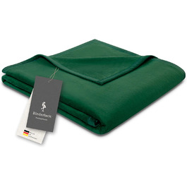 Плед Biederlack Pure Cotton, 100% бавовна, темно-зелений, 150x200 см, виготовлений у Німеччині, сертифікат OEKO-TEX, екологічний, м'який плед для дивану та спальні