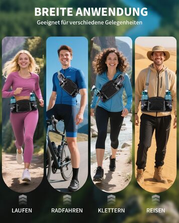 Тактична поясна сумка 6L для туризму, прогулянок з собакою, бігу, велоспорту, риболовлі та подорожей, чорна