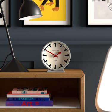 NEWGATE® M Mantel Clock Railway Silent Sweep - 'No Tick' - A modern mantel clock - Small clock - Clocks for living room - Office clock - Desk clock - Mantel clocks - Railway dial - (Grey)