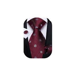 Диванні Шовкові Краваткові Набори для Чоловіків на Різдво з Кишеньковим Квадратом та Застібками для Манжетів (Rot 7836)